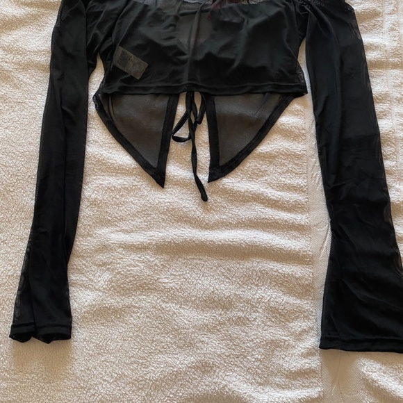 SHEIN Drawstring LaceTop, black, size L (US 8/10), NWT - Picture 4 of 7